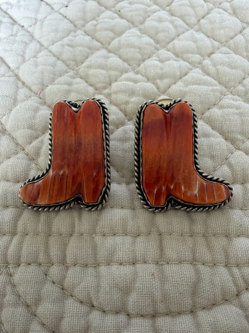 Joan Slifka Designs Sterling Silver Spiny Oyster Cowboy Cowgirl Stud Earrings